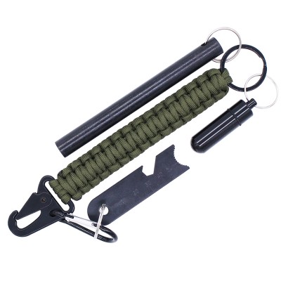 Bushcraft Emergency Magnesium Ferrocerium Rod Flint Fire Starter Keychain with Tinder