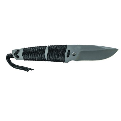 Drop Point Fixed Blade Knife with Paracord Wrapped Handle and Nylon Fiber Sheath