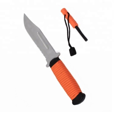 Outdoor Paracord Wrapped Clip Point Survival Knife with Fire Starter for Sale