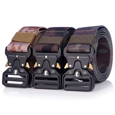 Hunting Knitted Polyester Buckle Covered Web Belt with Camouflage Strap